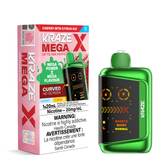 Kraze Mega X 48k Disposable Vape - Cherry MTN Citrus Ice | Kraze | Same-day GTA vape delivery