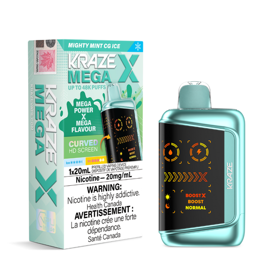 Kraze Mega X 48k Disposable Vape - Mighty Mint CG Ice | Kraze | Same-day GTA vape delivery