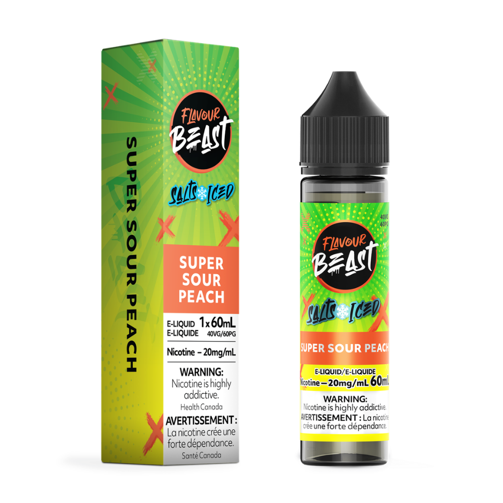 Flavour Beast Salts E-Liquid 60mL 20mg - Super Sour Peach Iced