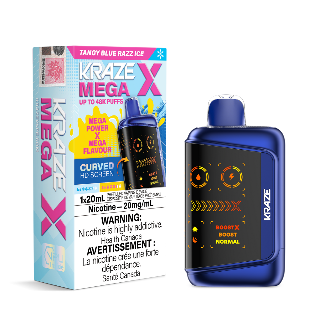 Kraze Mega X 48k Disposable Vape - Tangy Blue Razz Ice | Kraze | Same-day GTA vape delivery