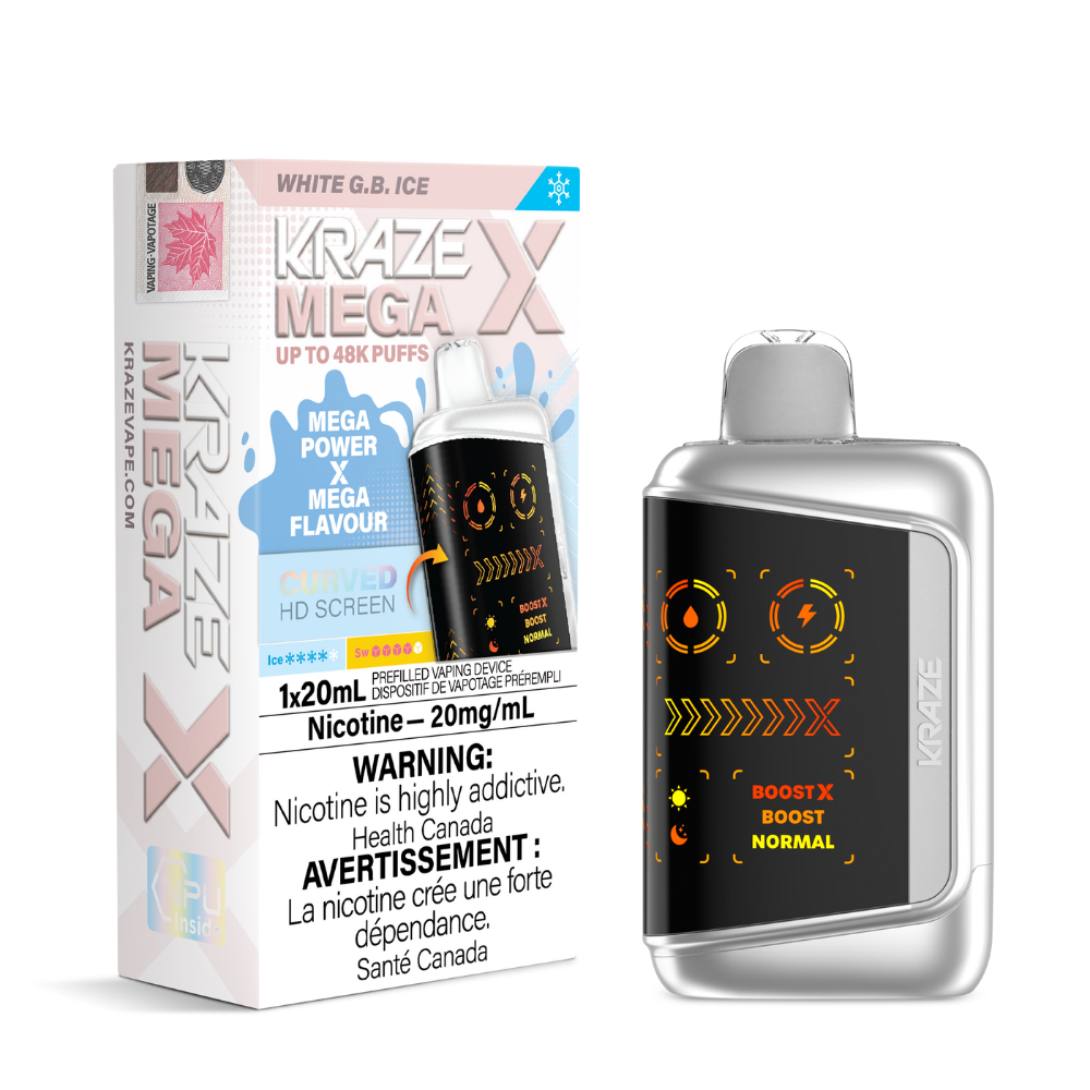 Kraze Mega X 48k Disposable Vape - White G.B Ice | Kraze | Same-day GTA vape delivery