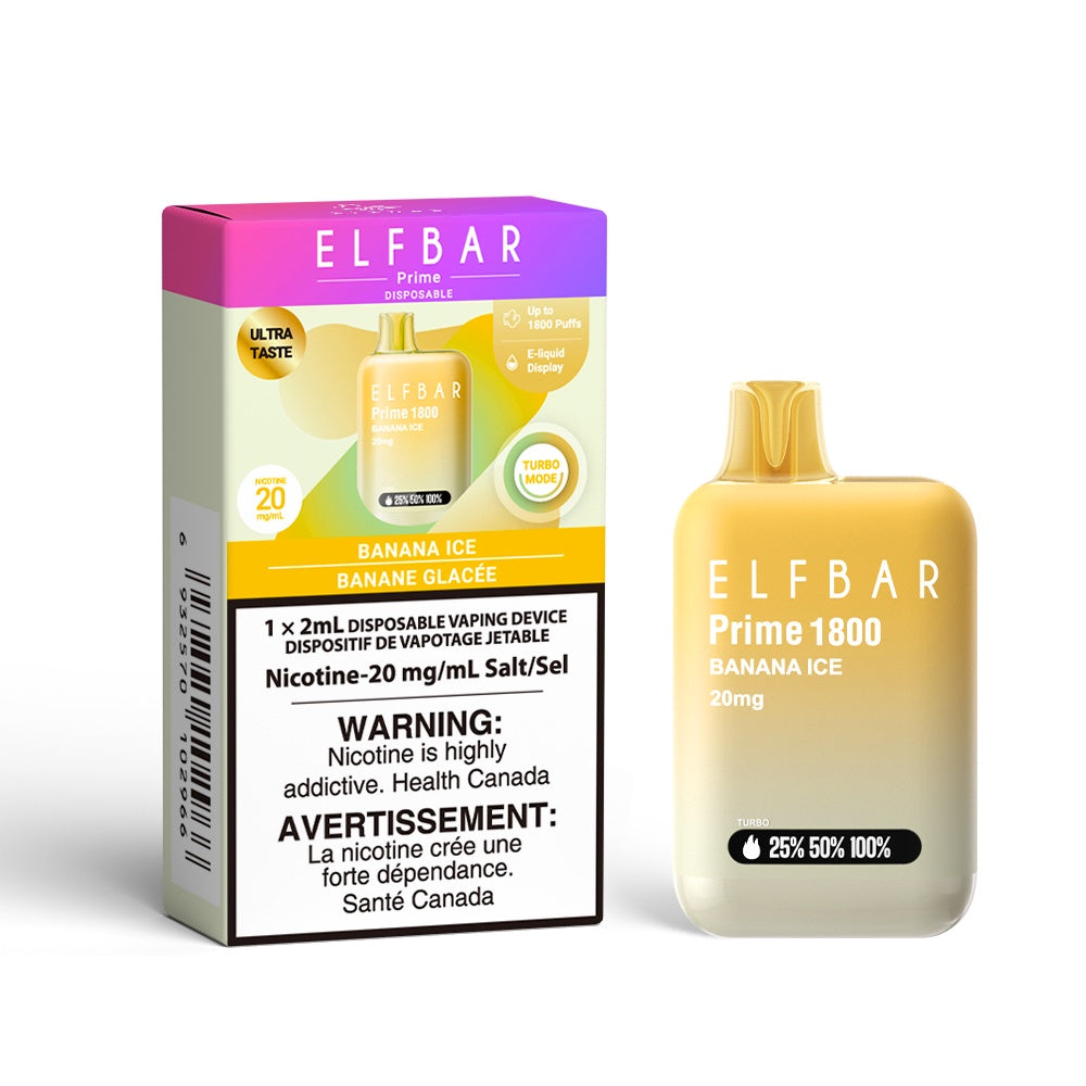 ELF Bar Prime 1800 Puffs - Banana Ice | Elf Bar | Same-day GTA vape delivery