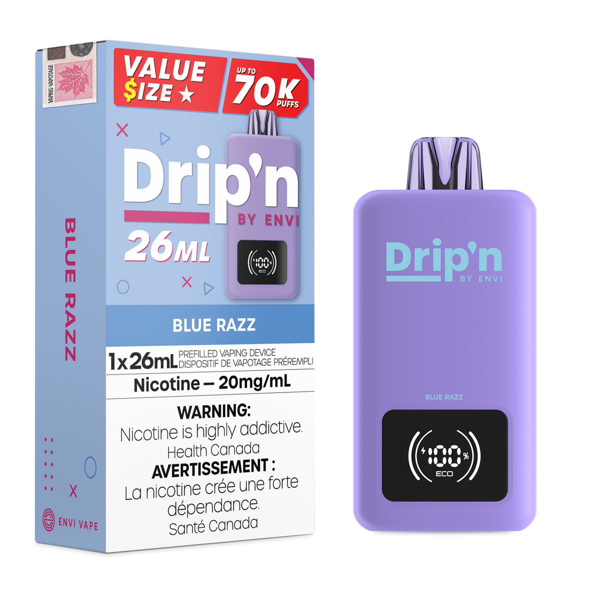 Drip'n By Envi  70k - Blue Razz | Drip'n By Envi | Same-day GTA vape delivery