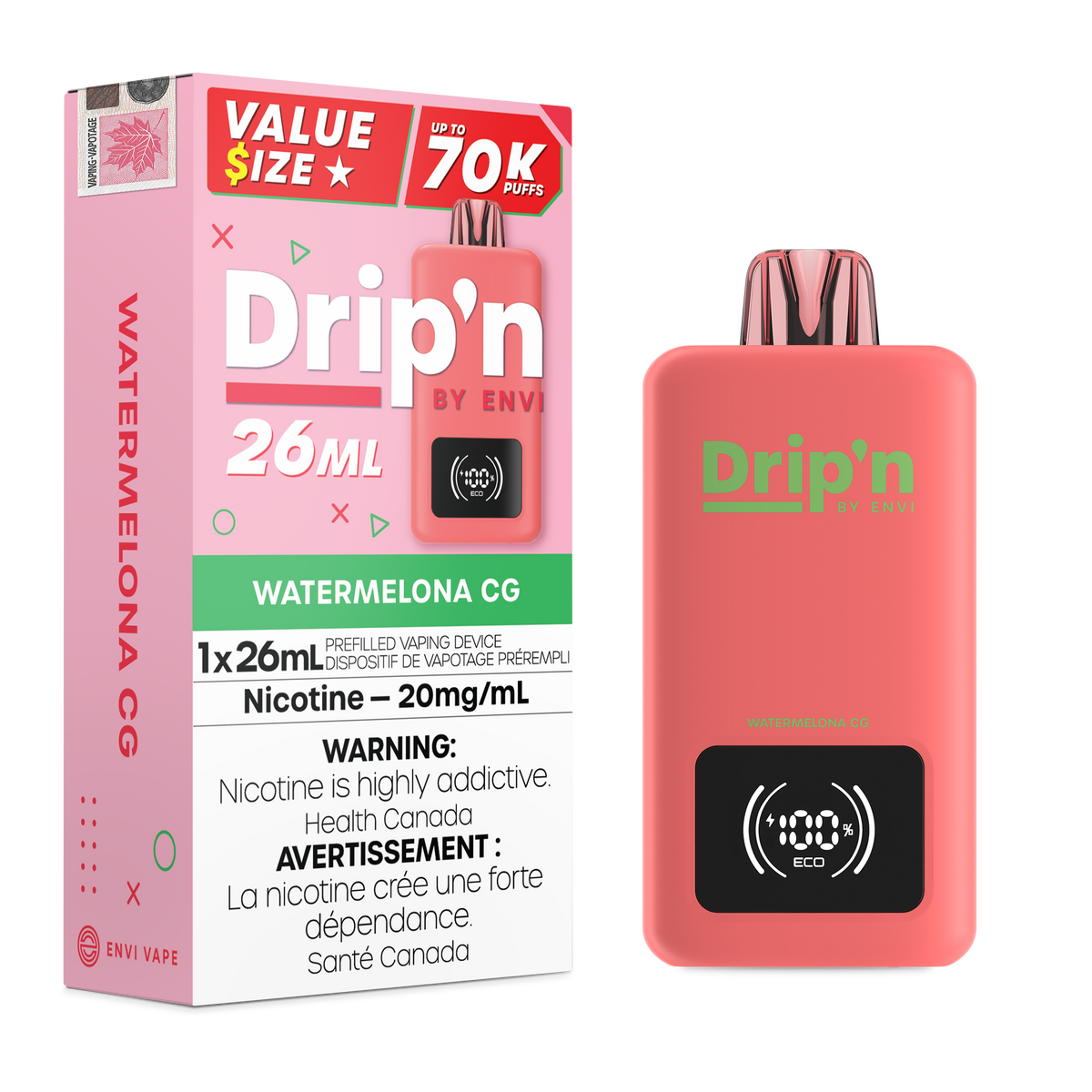 Drip'n By Envi 70k - Watermelona CG | Drip'n By Envi | Same-day GTA vape delivery