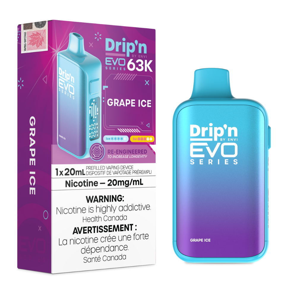 Drip'n by Envi Evo Series 63k Disposable Vape - Grape Ice | Dripn By Envi | Same-day GTA vape delivery