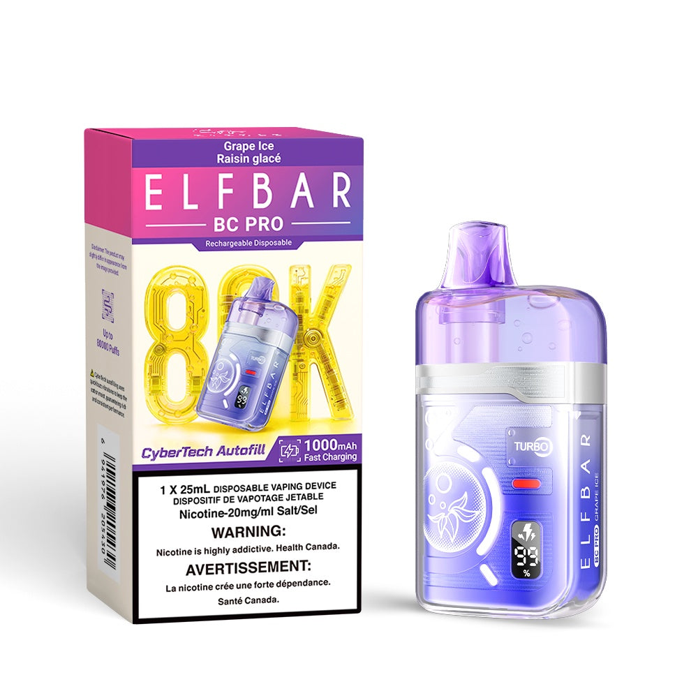 Elf Bar BC Pro 80K Disposable Vape - Grape Ice | Elf Bar | Same-day GTA vape delivery