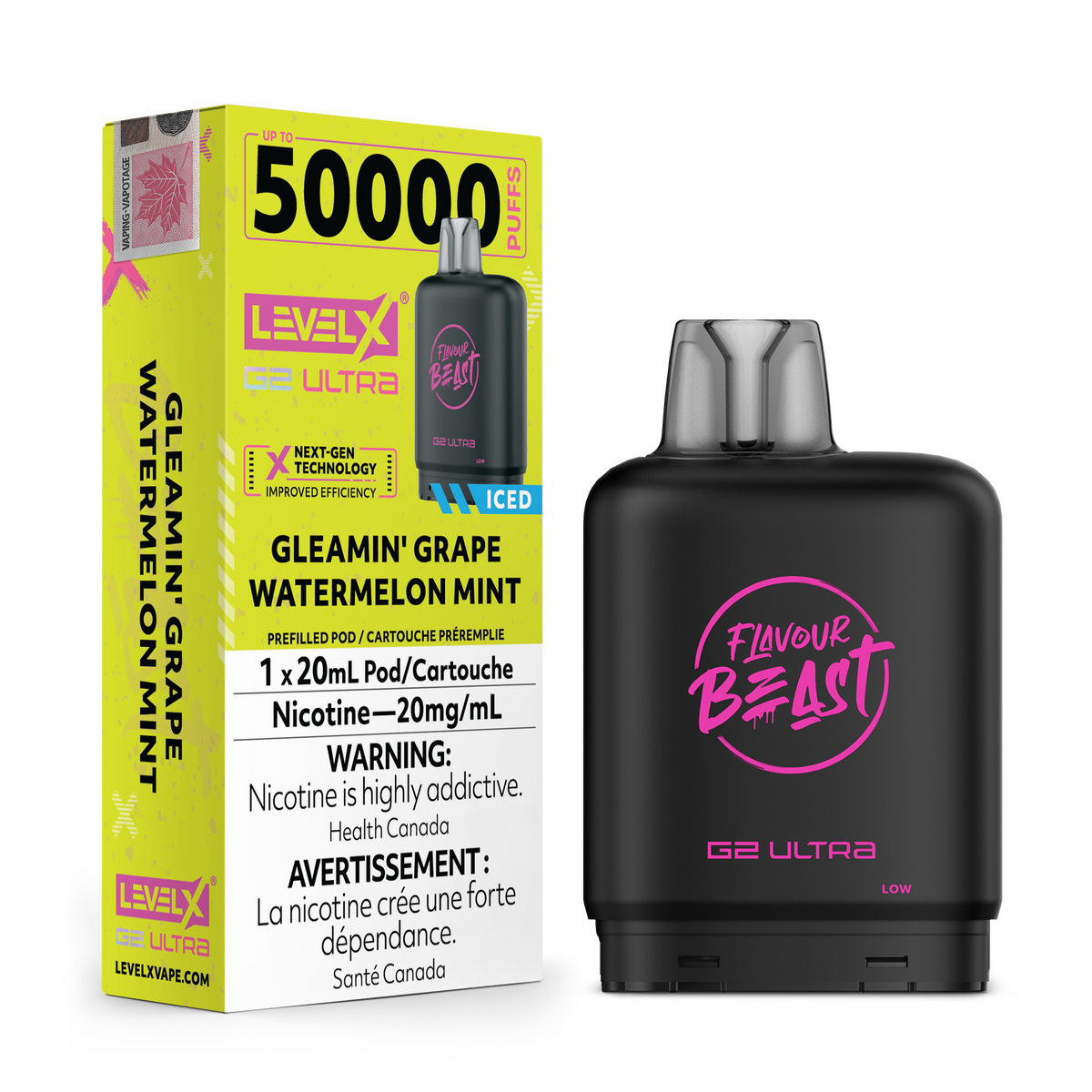 Flavour Beast Level X G2 Ultra - Gleamin' Grape Watermelon Mint | Level x FB G2 Ultra | Same-day GTA vape delivery