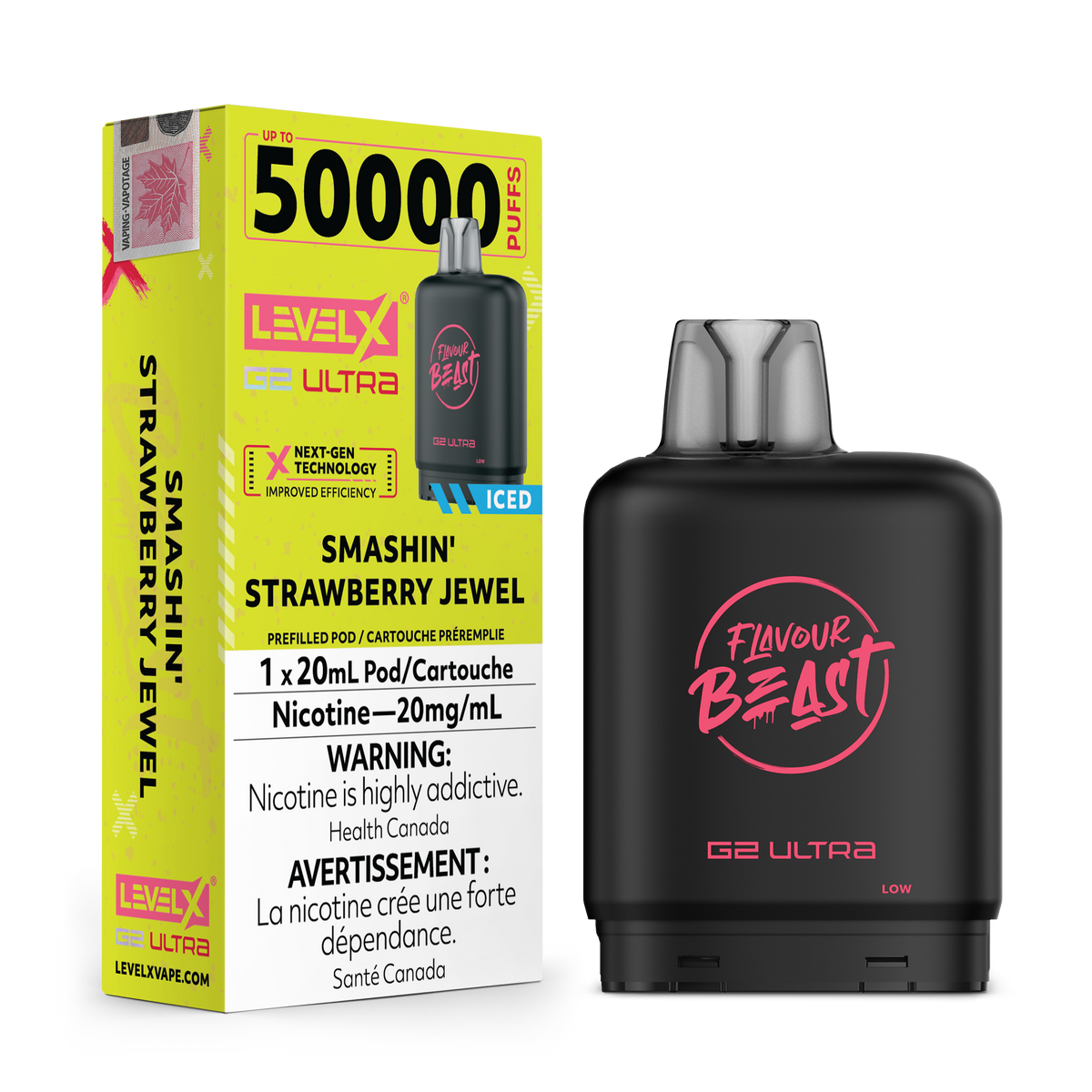 Flavour Beast Level X G2 Ultra - Smashin' Strawberry Jewel | Level x FB G2 Ultra | Same-day GTA vape delivery