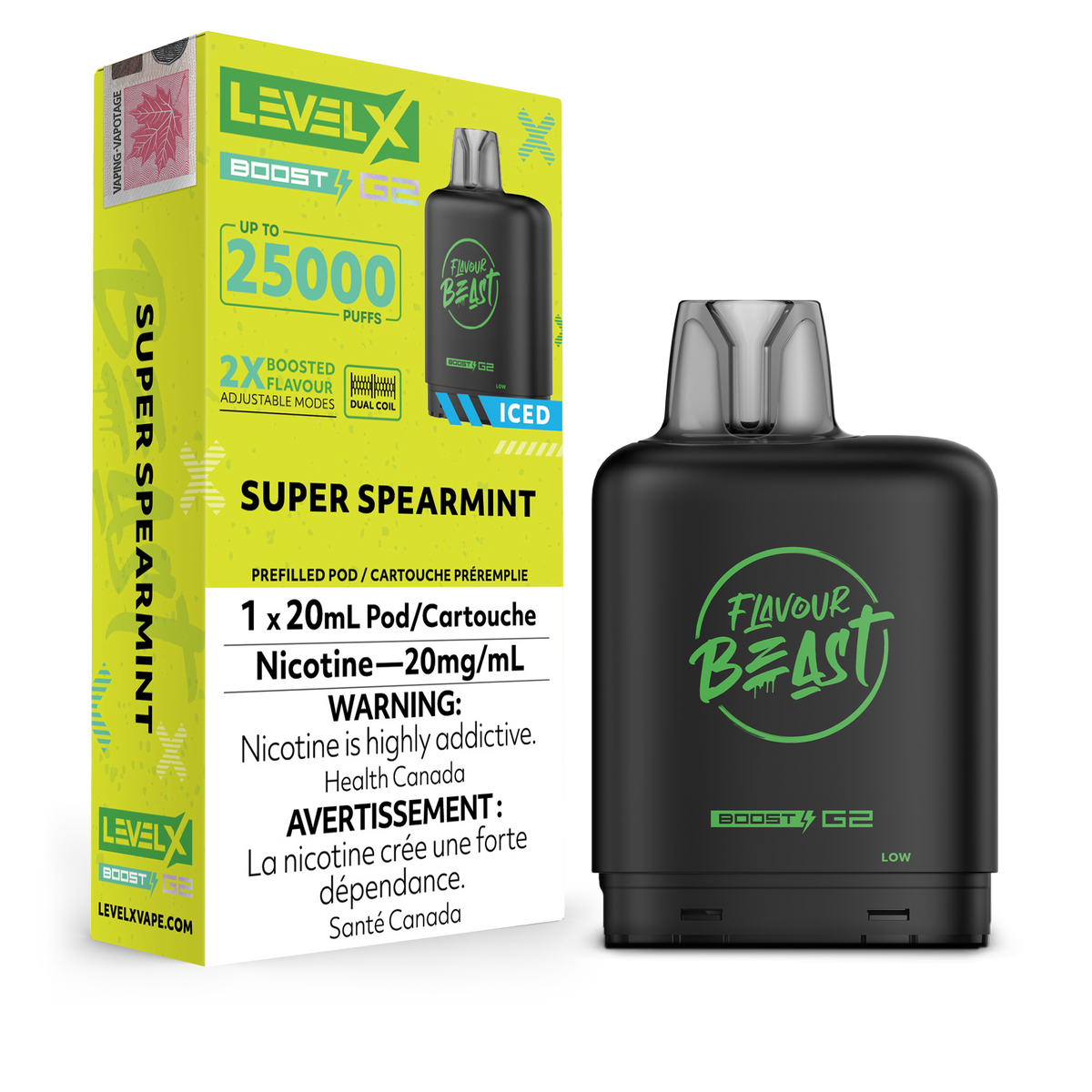 Level X Flavour Beast Boost G2 - Super Spearmint | Level X FB Boost G2 | Same-day GTA vape delivery