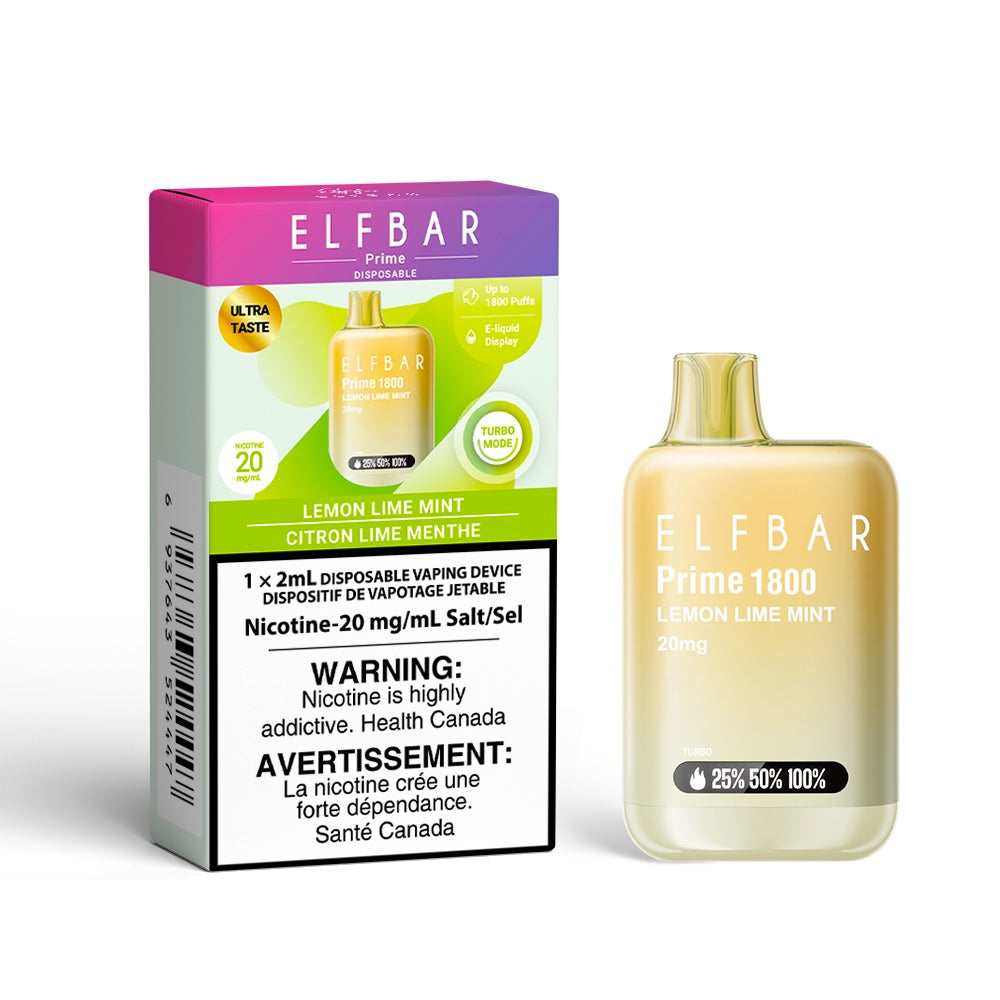 ELF Bar Prime 1800 Puffs 20mg - Lemon Lime Mint | Elf Bar | Same-day GTA vape delivery