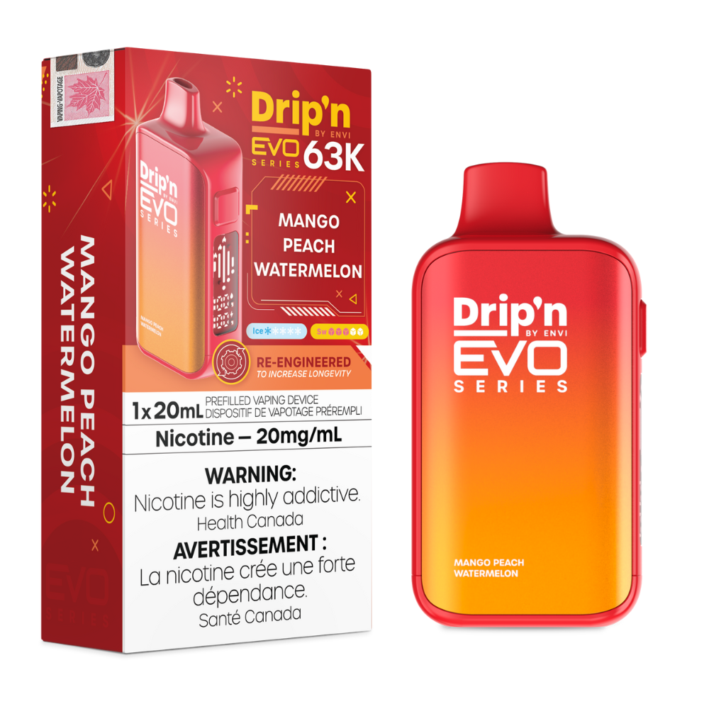 Drip'nby Envi Evo Series 63k Disposable Vape - Mango Peach Watermelon | Dripn By Envi | Same-day GTA vape delivery