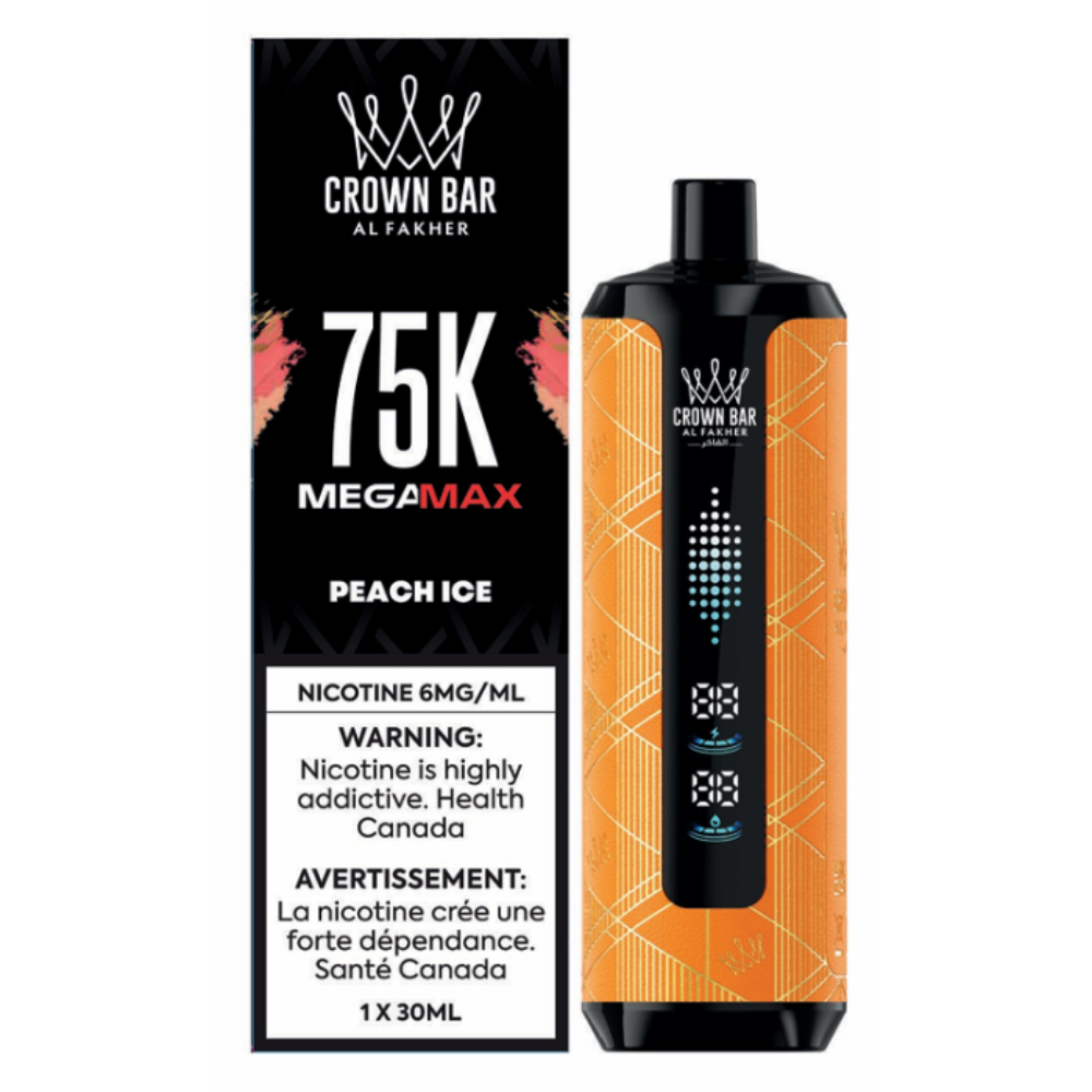 Al Fakher Crown Bar Mega Max 75k Disposable Vape - Peach Ice | Al Fakher | Same-day GTA vape delivery