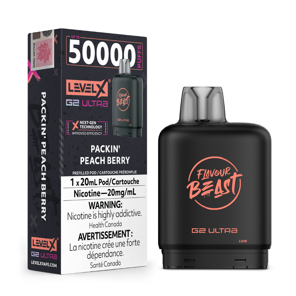Flavour Beast Level X G2 Ultra - Packin' Peach Berry | Level x FB G2 Ultra | Same-day GTA vape delivery