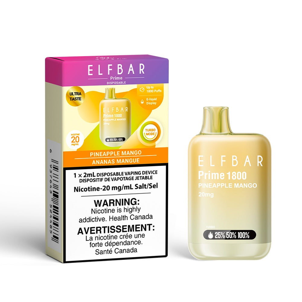 ELF Bar Prime 1800 Puffs 20mg - Pineapple Mango | Elf Bar | Same-day GTA vape delivery