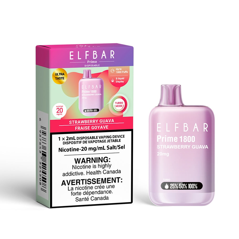 ELF Bar Prime 1800 Puffs 20mg - Strawberry Guava | Elf Bar | Same-day GTA vape delivery