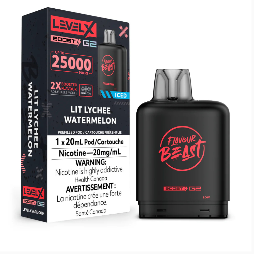 Level X Flavour Beast Boost G2 - Lit Lychee Watermelon | Level X FB Boost G2 | Same-day GTA vape delivery