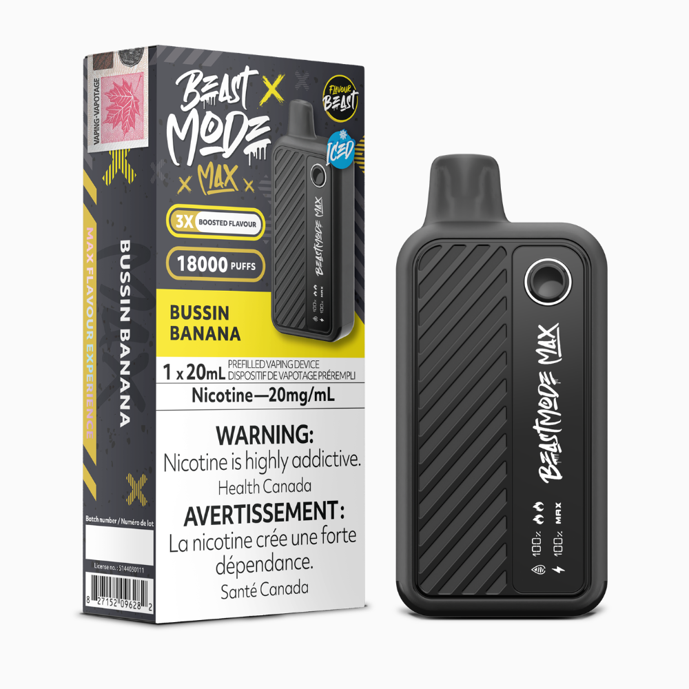Flavour Beast Beast Mode Max Bussin Banana 20mL 18000 Puffs 20mg disposable vape