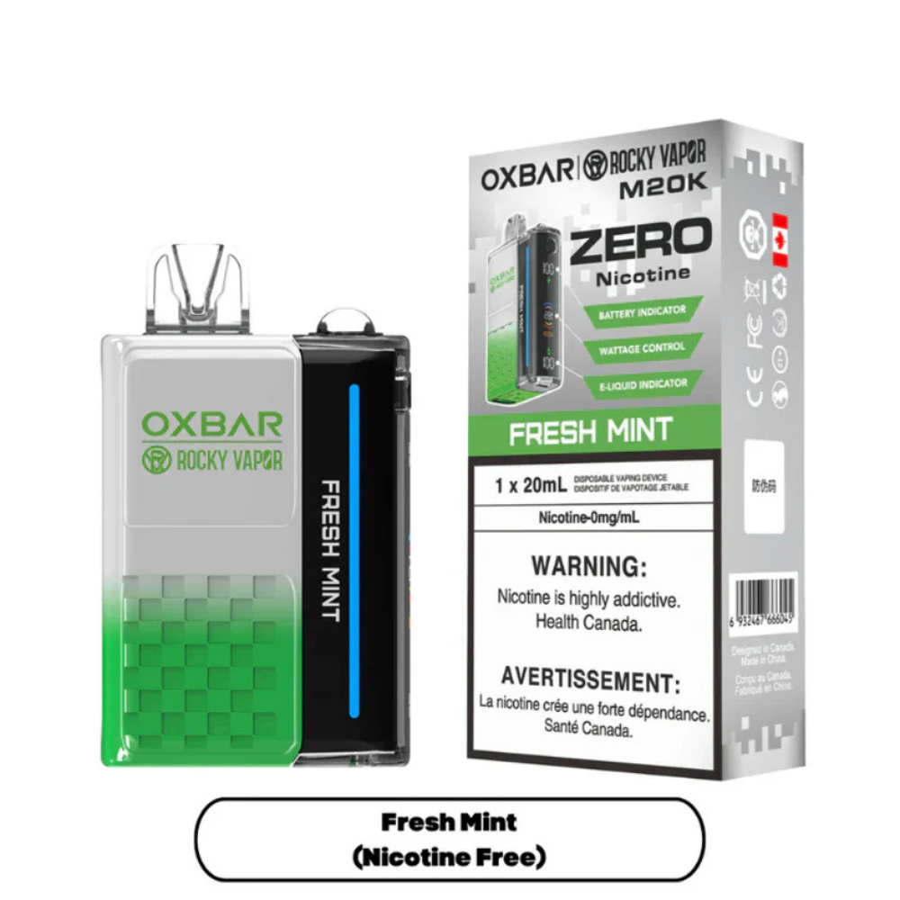 Oxbar M20K Nic Free Disposable Vape - Fresh Mint | Oxbar Rocky Vapor | Same-day GTA vape delivery