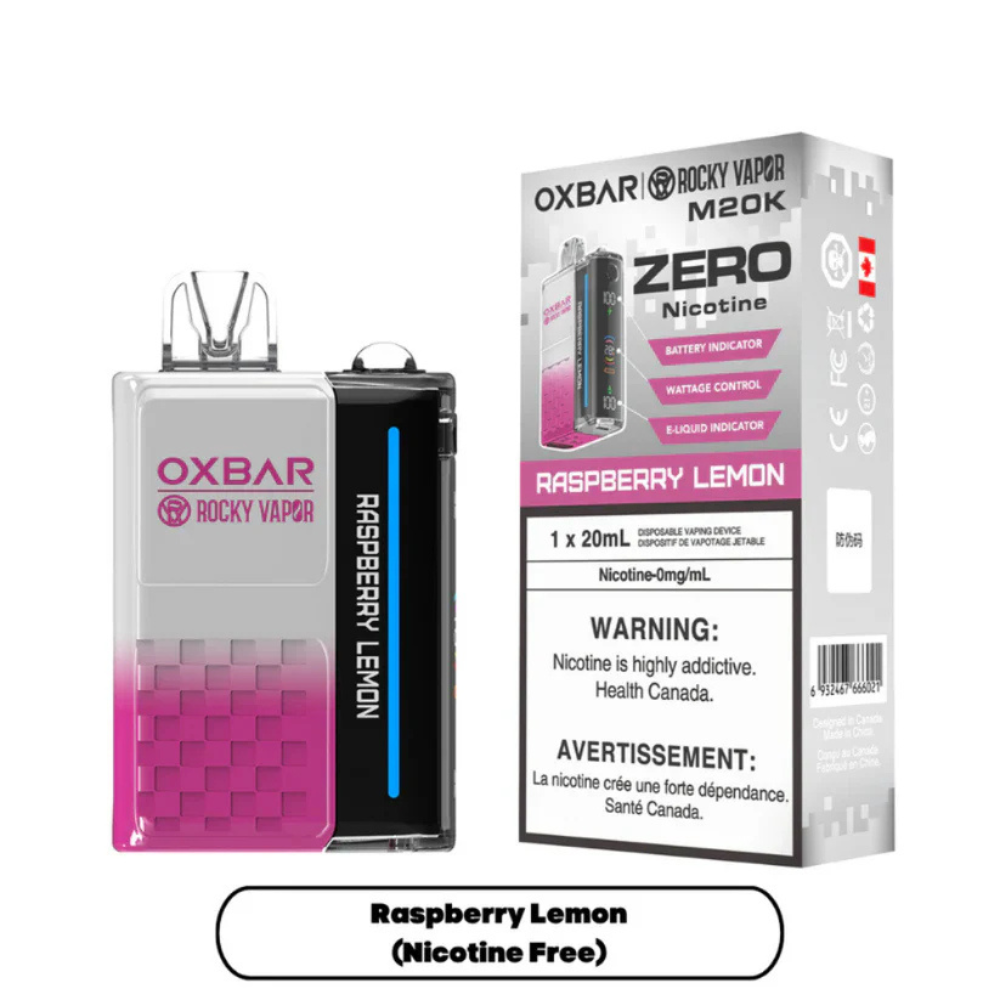 Oxbar M20K Nic Free Disposable Vape - Raspberry Lemon | Oxbar Rocky Vapor | Same-day GTA vape delivery