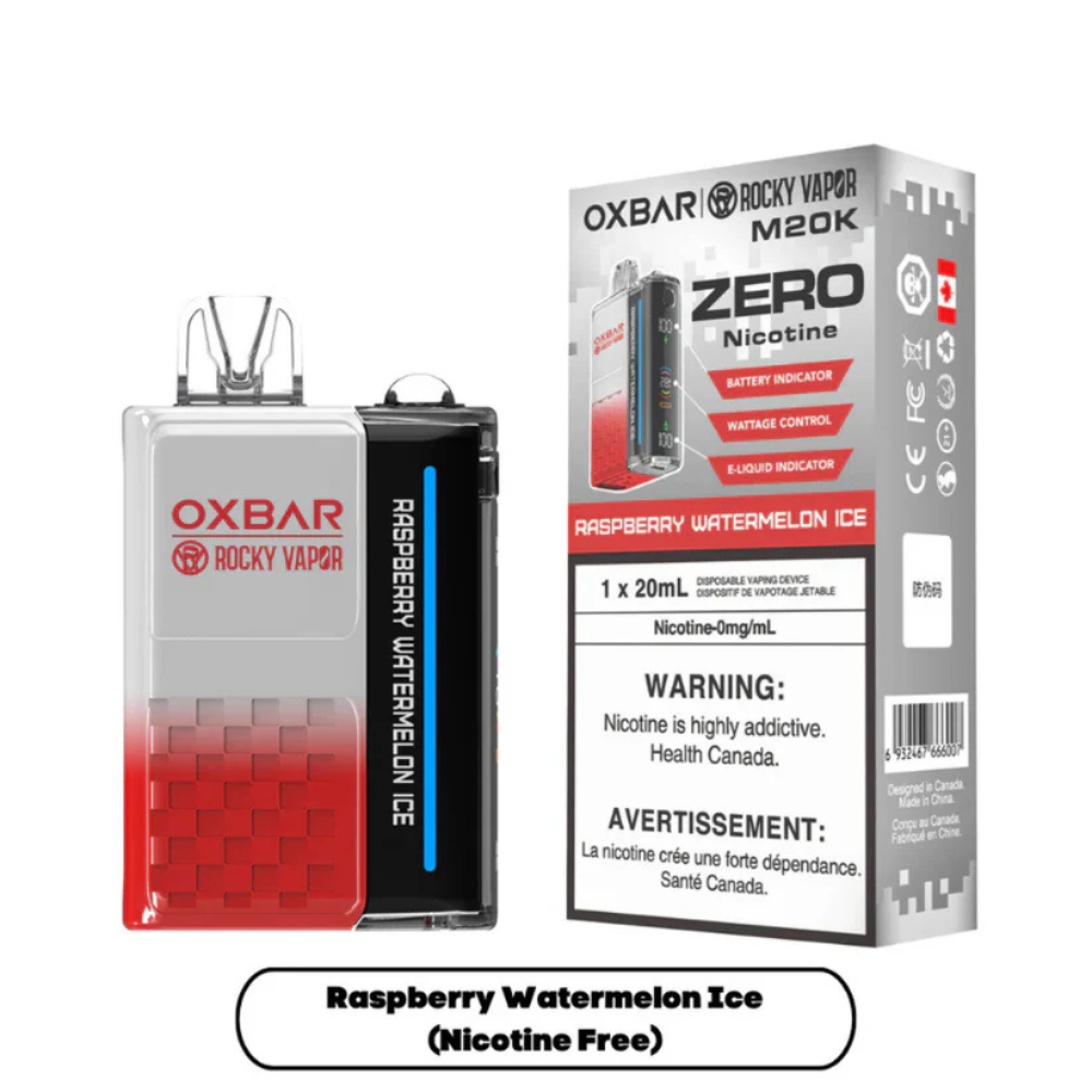 Oxbar M20K Nicotine Free Disposable Vape - Raspberry Watermelon Ice | Oxbar Rocky Vapor | Same-day GTA vape delivery