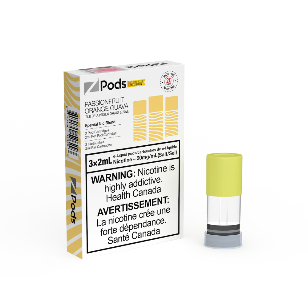 Z Pods 3 x 2mL Pods 400 Puffs - Passionfruit Orange Guava vape pods